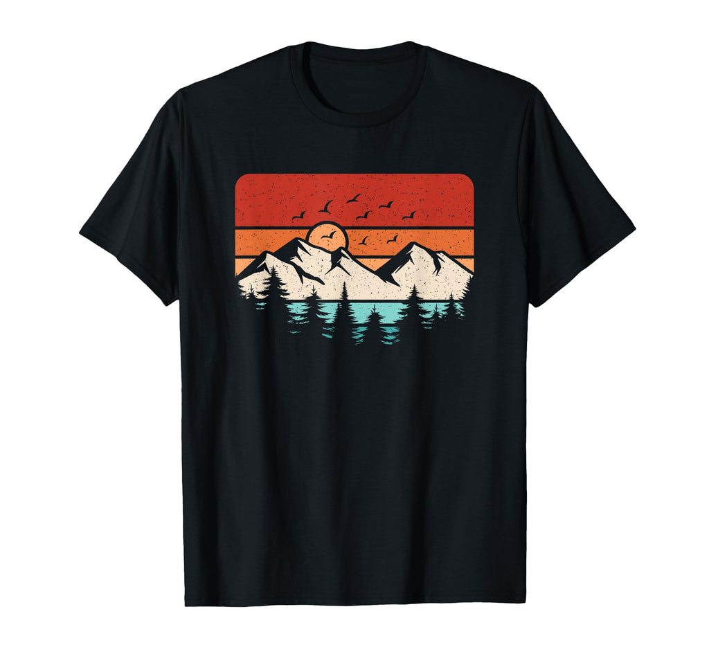 Sunset Mountain Landscape Forest Pine T-Shirt - Minimalist Print Men Women - T-Shirt, Sweatshirt, Hoodie