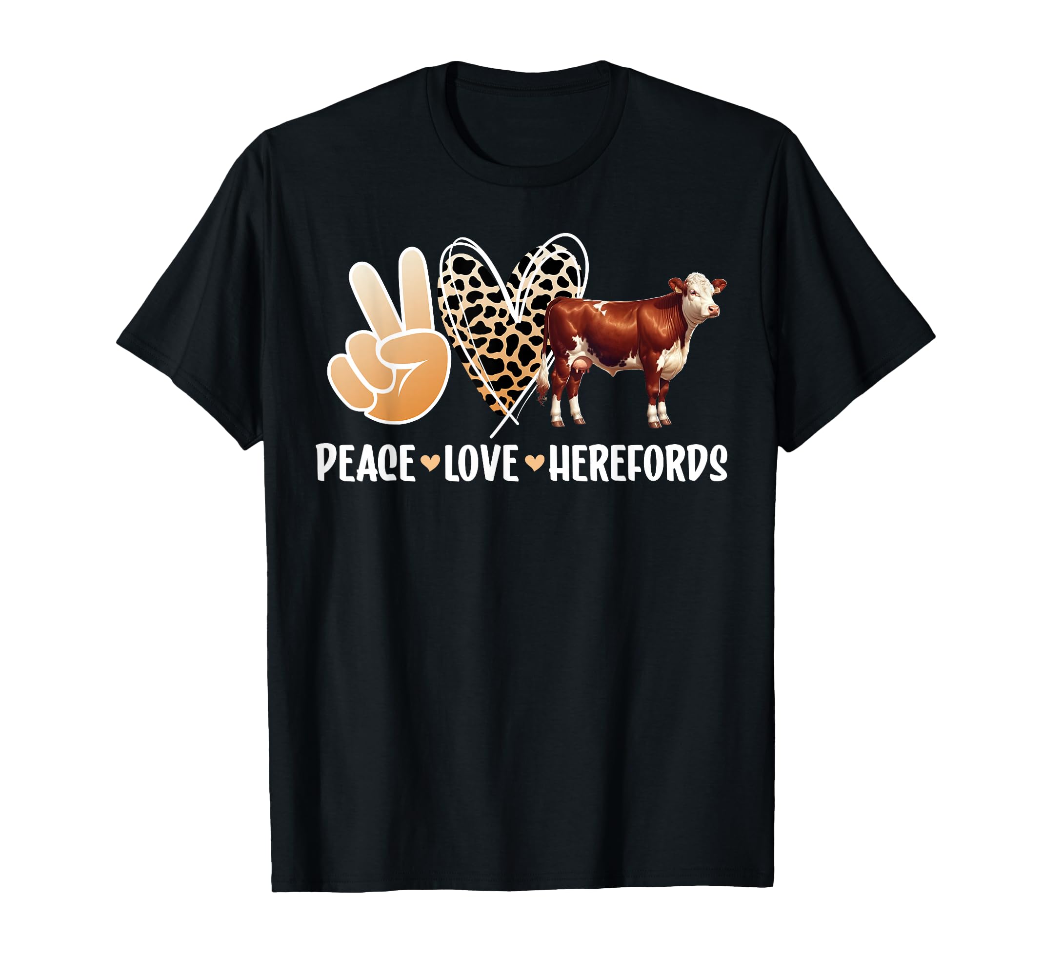 Peace Love Hereford Cow Lover Hereford T-Shirt - Aesthetic Graphic Unisex - T-Shirt, Sweatshirt, Hoodie