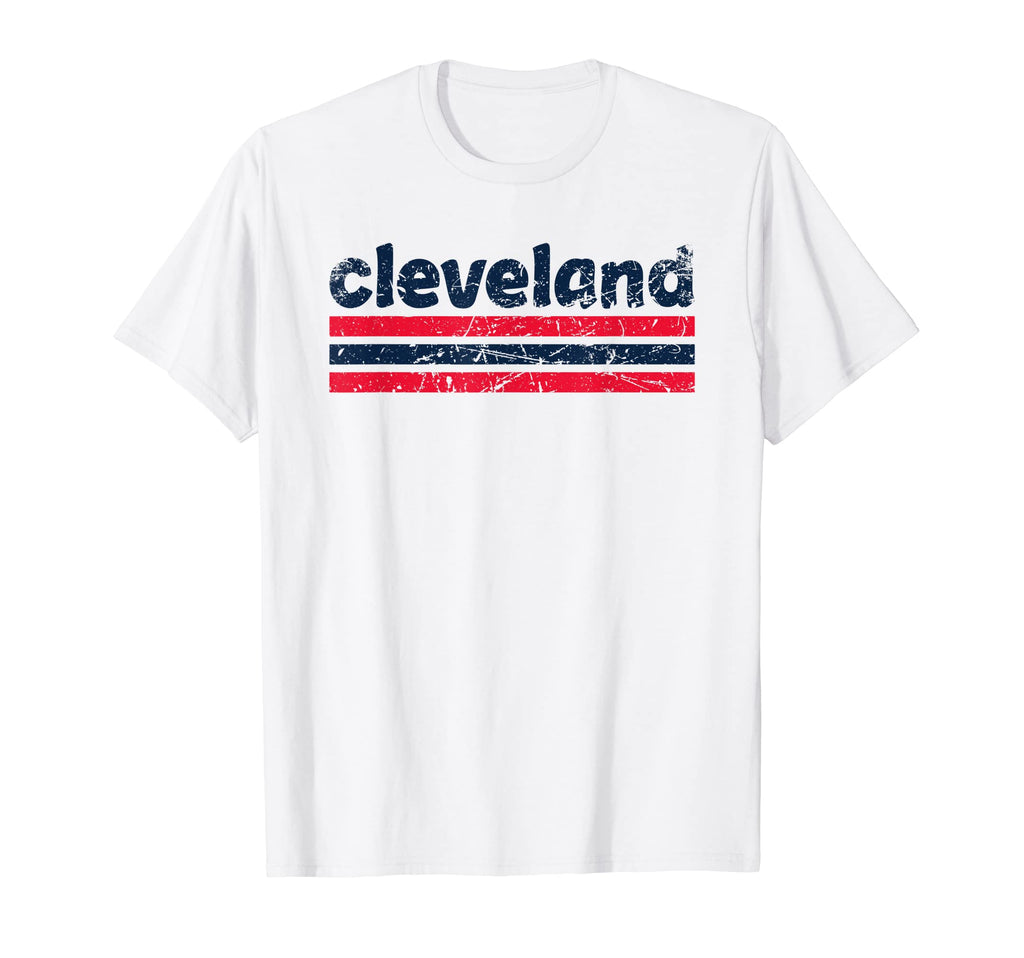 Cleveland Ohio Three Stripe Weathered T-Shirt - Custom Art Print for Adults - T-Shirt, Sweatshirt, Hoodie