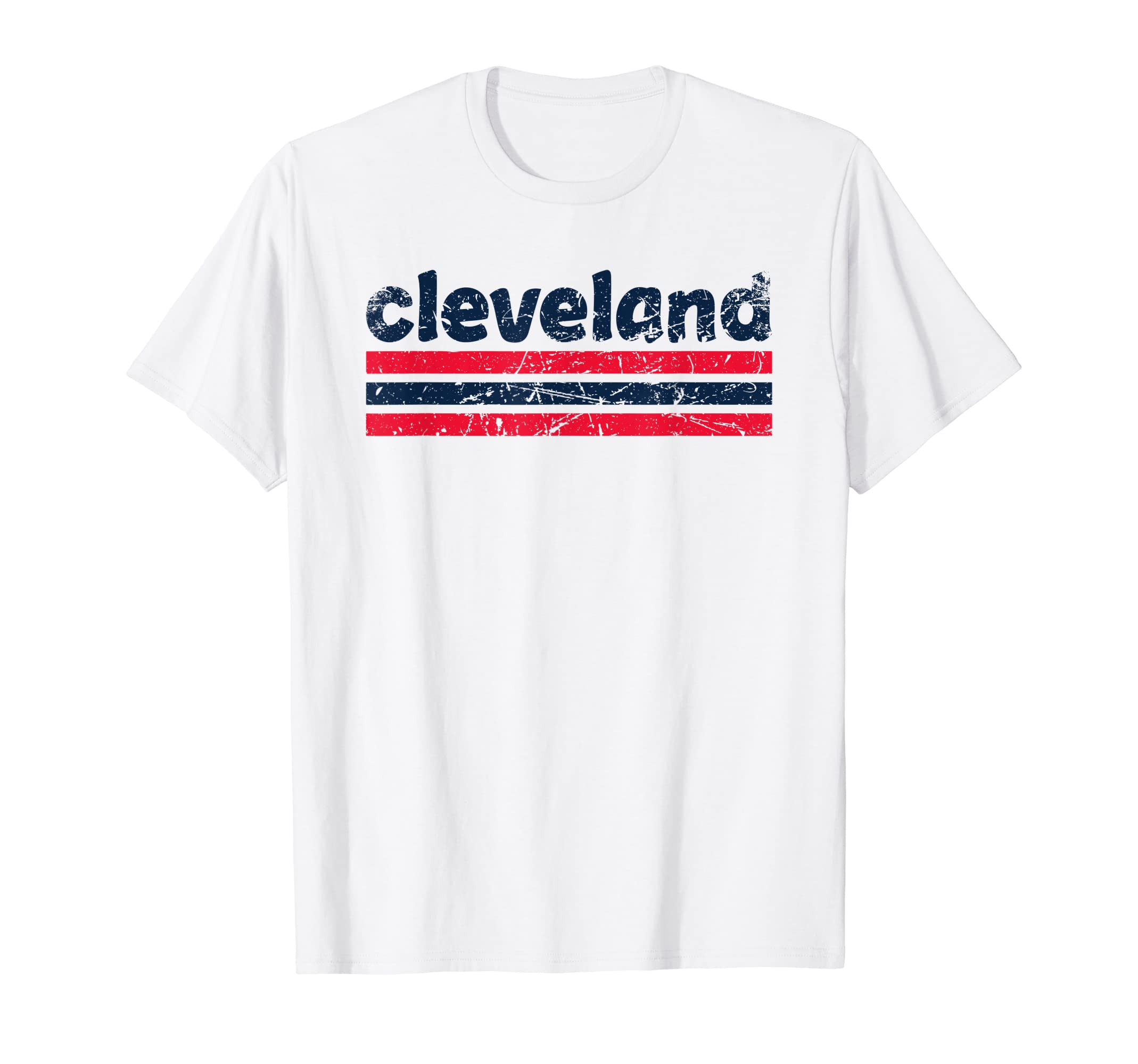 Cleveland Ohio Three Stripe Weathered T-Shirt - Custom Art Print for Adults - T-Shirt, Sweatshirt, Hoodie