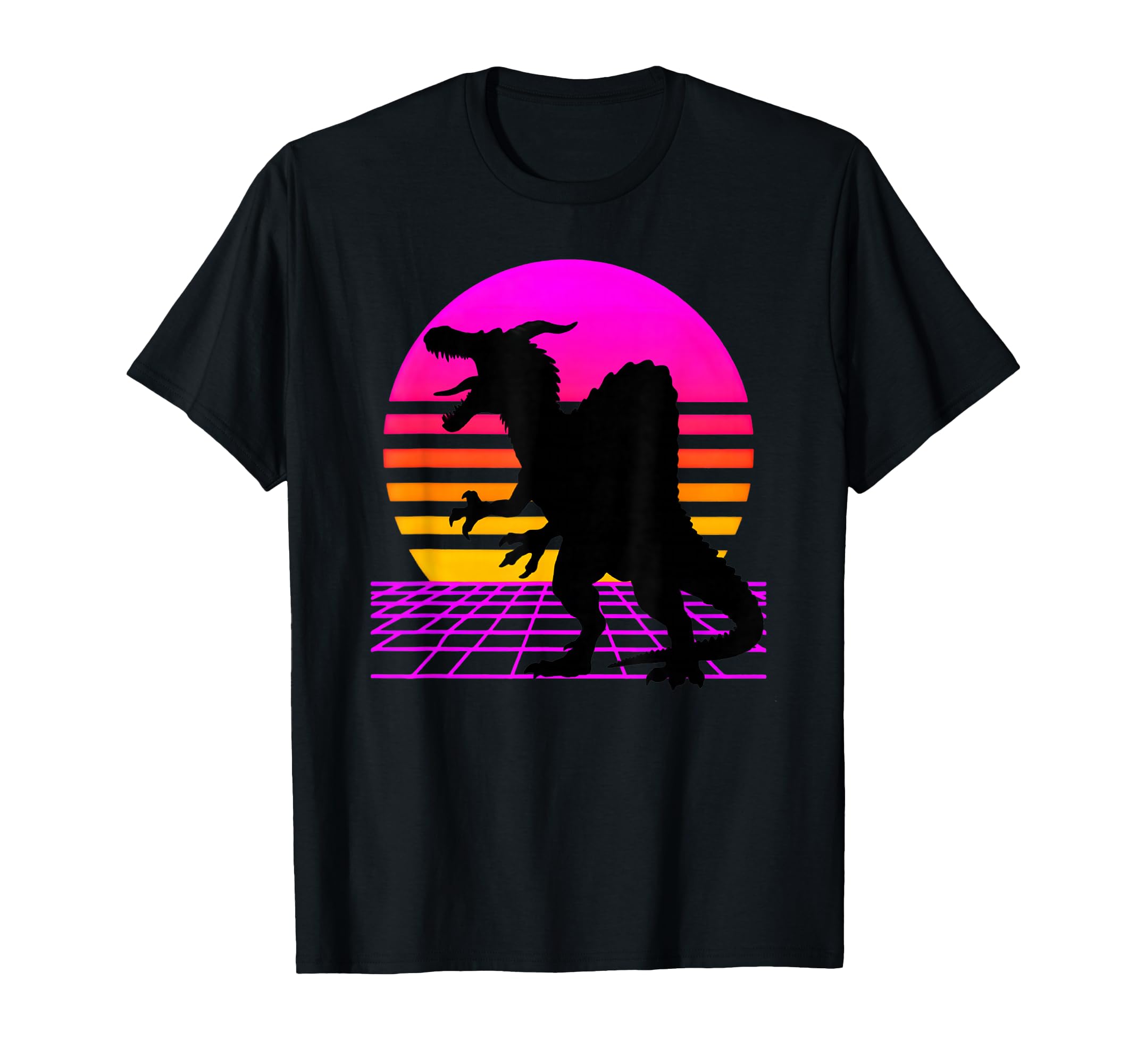 Fearless Spinosaurus Dinosaur Synthwave T-Shirt - Trendy Graphic Unisex - T-Shirt, Sweatshirt, Hoodie