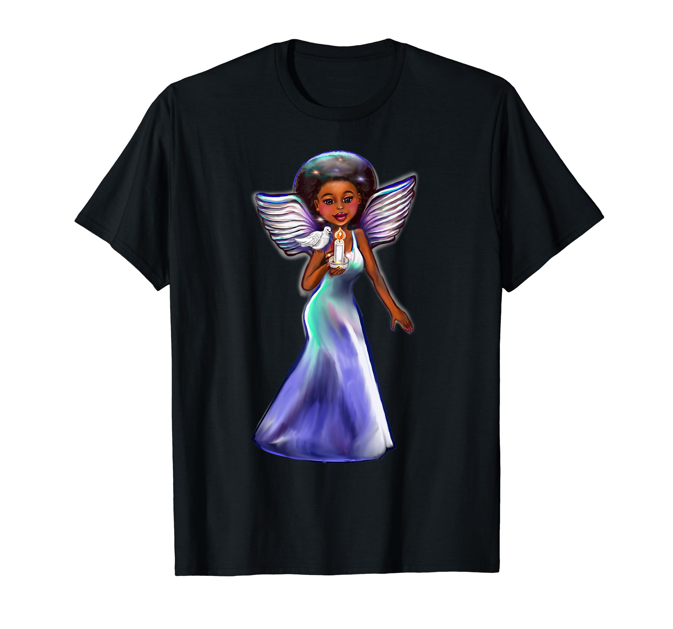 Angel And Candle Black Angel Afro T-Shirt - Streetwear Style Men Women - T-Shirt, Sweatshirt, Hoodie