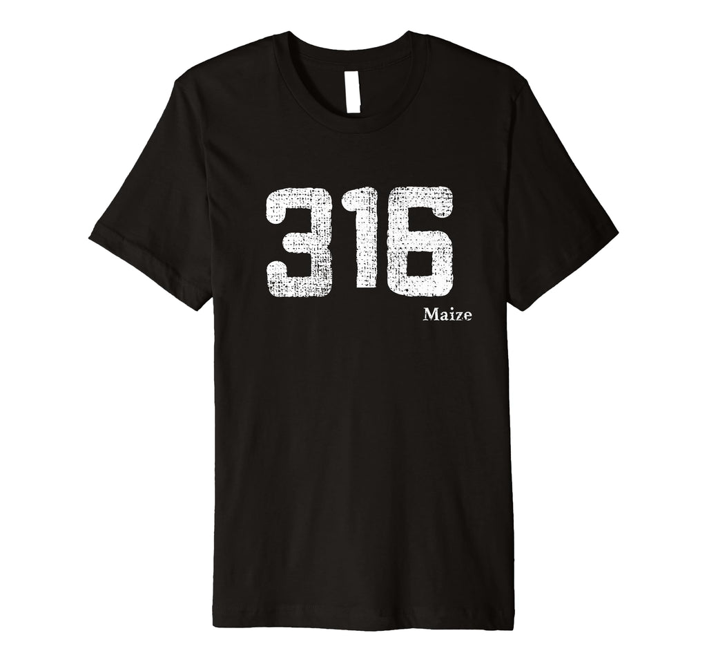 316 Area Code Distressed Maize Kansas T-Shirt - Custom Art Print Unisex - T-Shirt, Sweatshirt, Hoodie