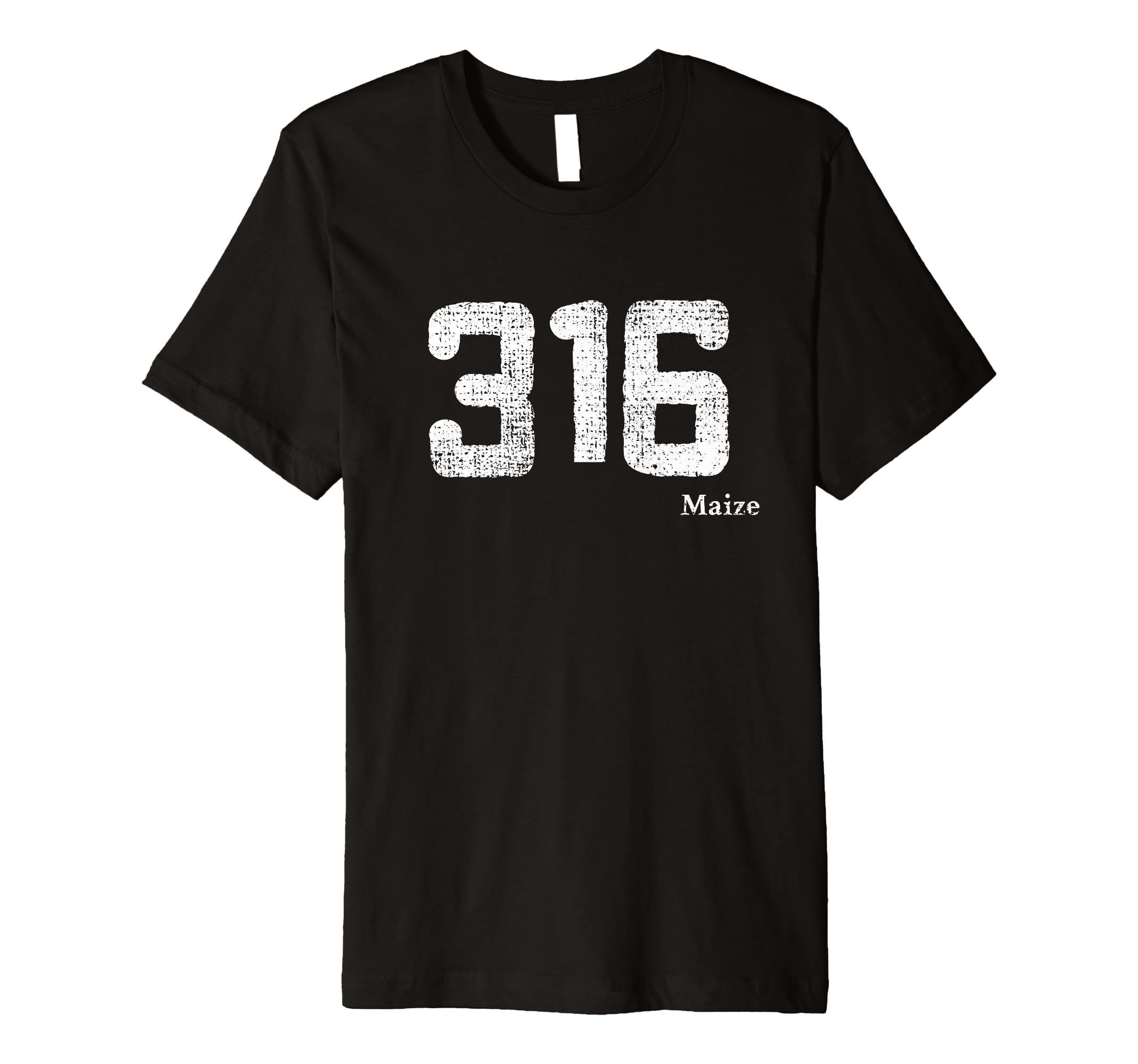 316 Area Code Distressed Maize Kansas T-Shirt - Custom Art Print Unisex - T-Shirt, Sweatshirt, Hoodie