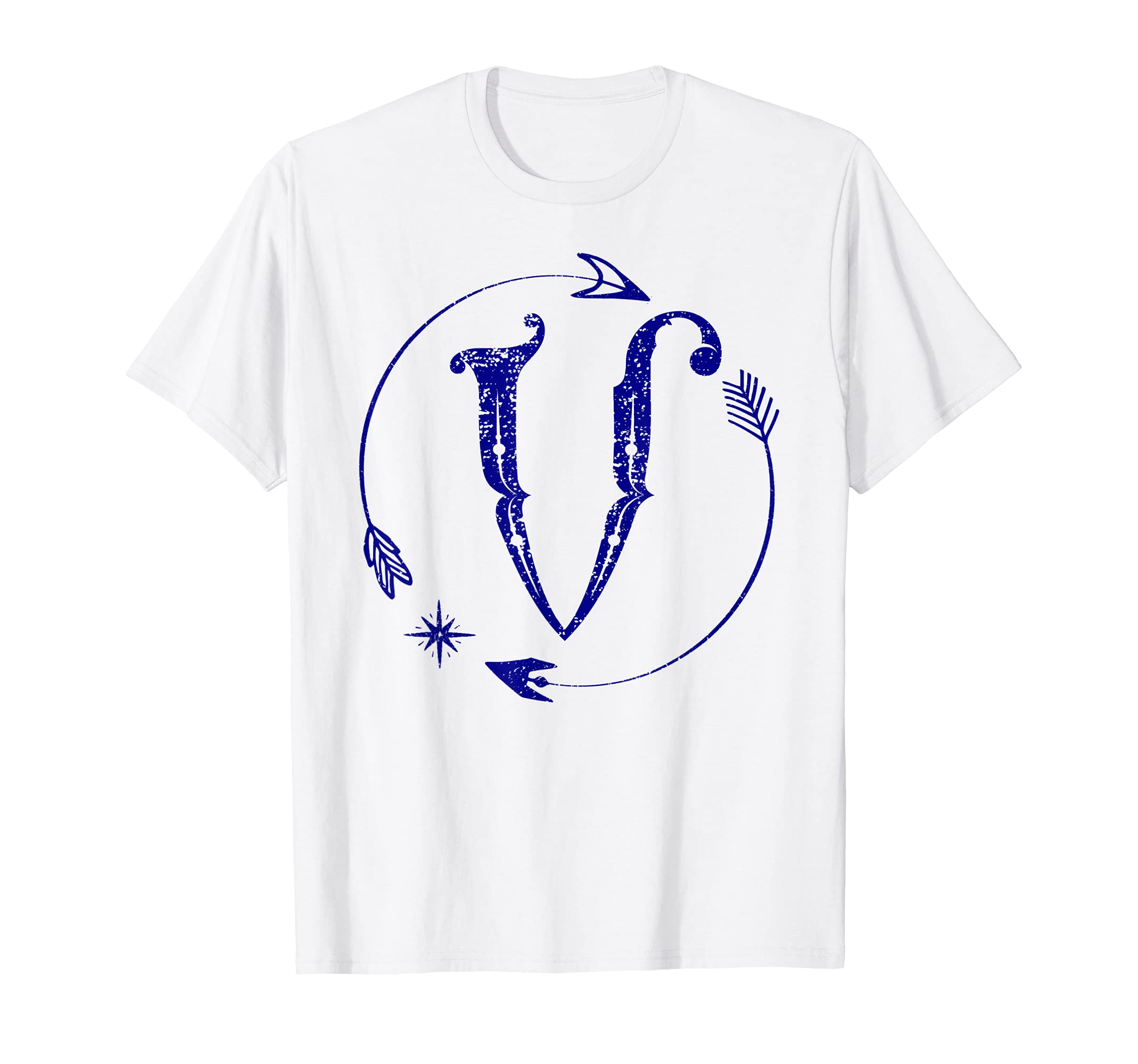 Initial V Monogram Boho Name T-Shirt - Casual Everyday Wear for Adults - T-Shirt, Sweatshirt, Hoodie