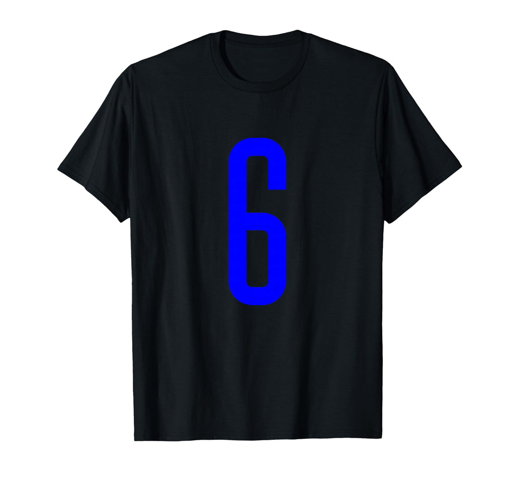 Blue Sport Team Number 6 T-Shirt - Graphic Print Unisex - T-Shirt, Sweatshirt, Hoodie