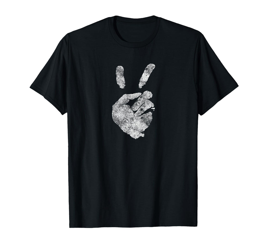 Peace Sign Two Fingers Distressed T-Shirt - Streetwear Style for Adults - T-Shirt, Sweatshirt, Hoodie