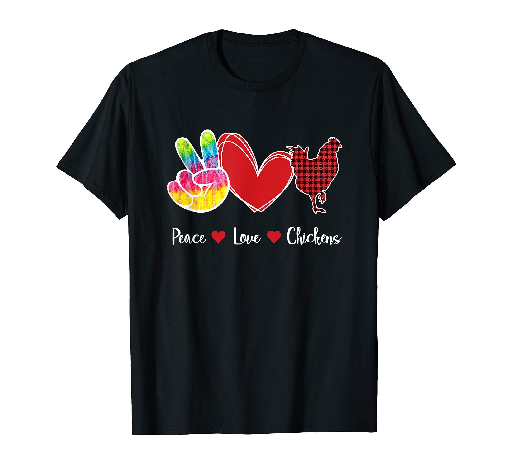 Red Plaid Buffalo Tartan Peace Love T-Shirt - Aesthetic Graphic for Adults - T-Shirt, Sweatshirt, Hoodie