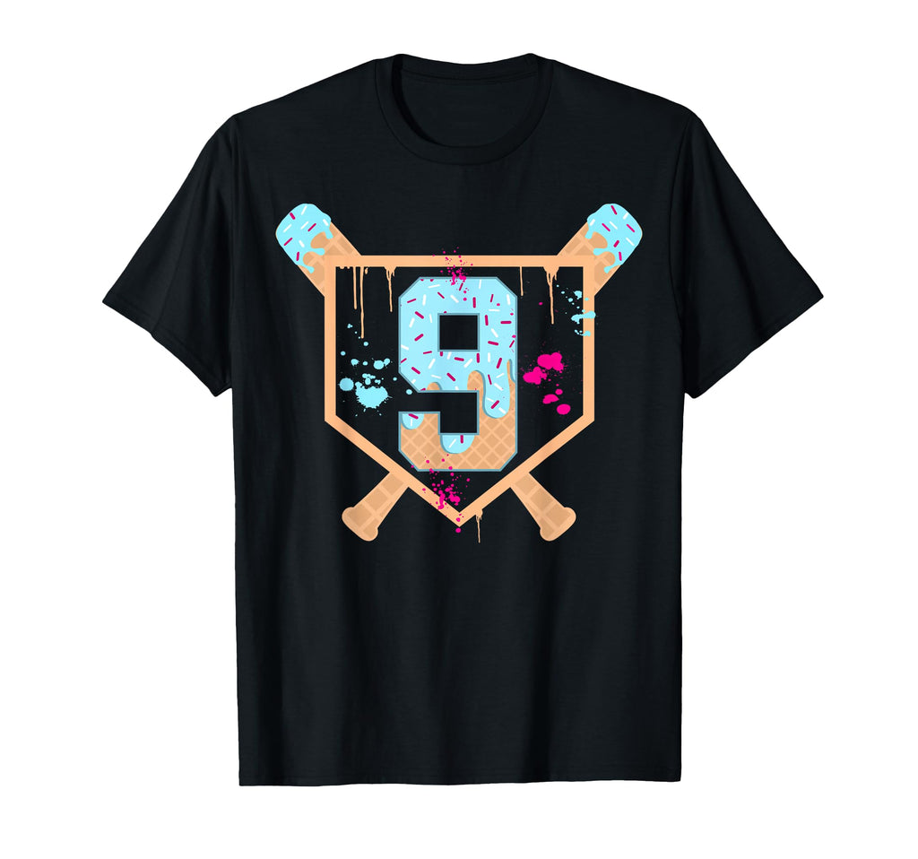 Baseball 9 Year Old Ice Cream Drip T-Shirt - Casual Everyday Wear Unisex - T-Shirt, Sweatshirt, Hoodie
