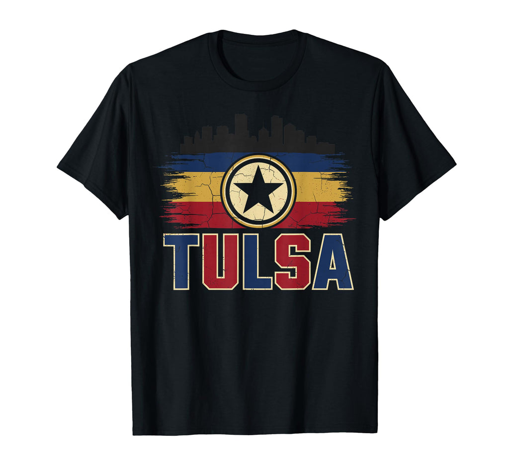 Skyline Distressed Tulsa Oklahoma T-Shirt - Casual Everyday Wear Men Women - T-Shirt, Sweatshirt, Hoodie