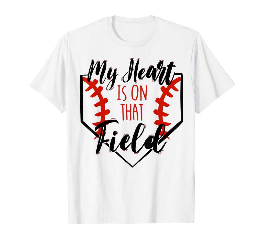 My Heart Is Field Baseball Mom Sport T-Shirt - Custom Art Print Unisex - T-Shirt, Sweatshirt, Hoodie