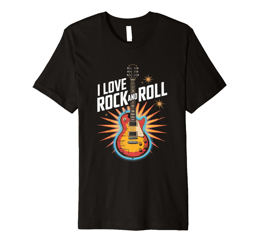 I Love Rock And Roll Guitar T-Shirt - Minimalist Print Men Women - T-Shirt, Sweatshirt, Hoodie