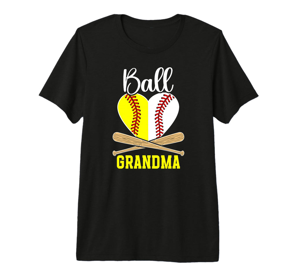 Ball Grandma Heart Softball Baseball T-Shirt - Unique Graphic for Adults - T-Shirt, Sweatshirt, Hoodie