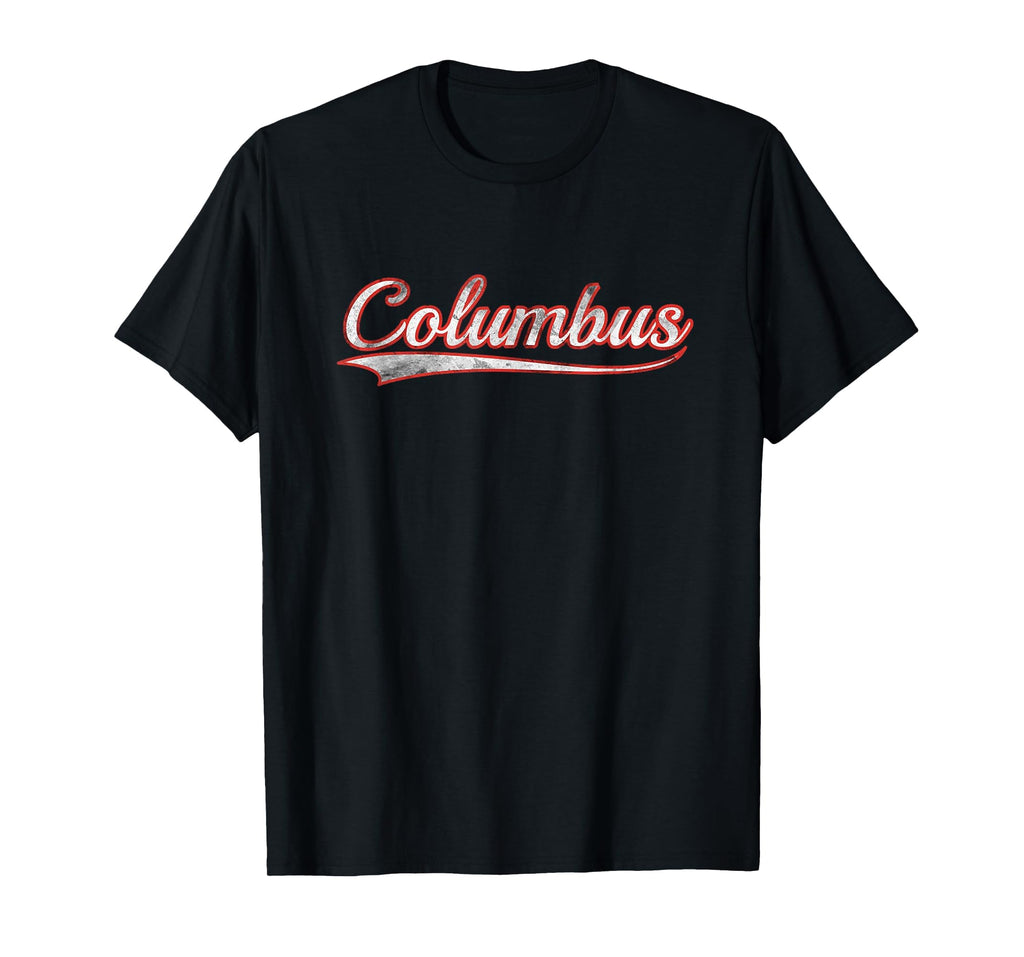 Columbus Varsity Distressed Throwback T-Shirt - Novelty Apparel for Adults - T-Shirt, Sweatshirt, Hoodie