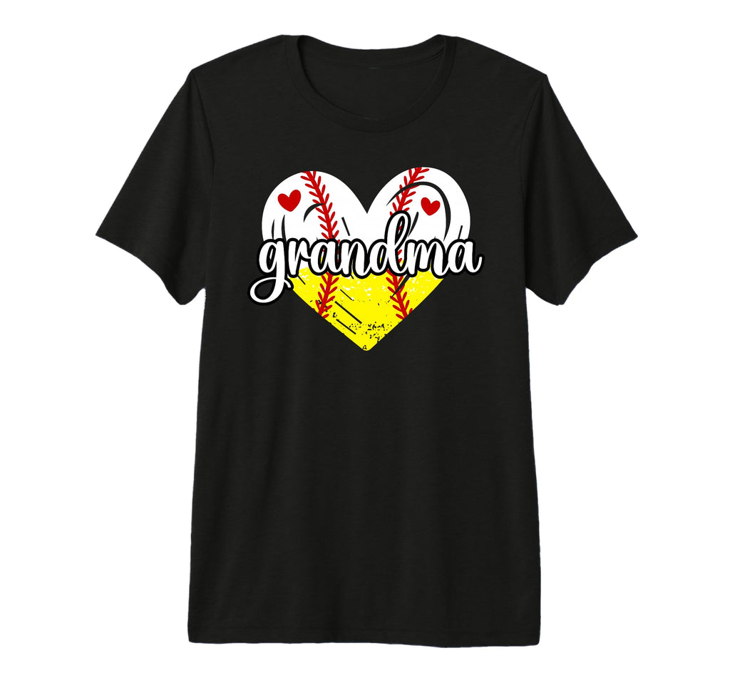 Baseball Softball Grandma Heart Softball T-Shirt - Graphic Print Men Women - T-Shirt, Sweatshirt, Hoodie