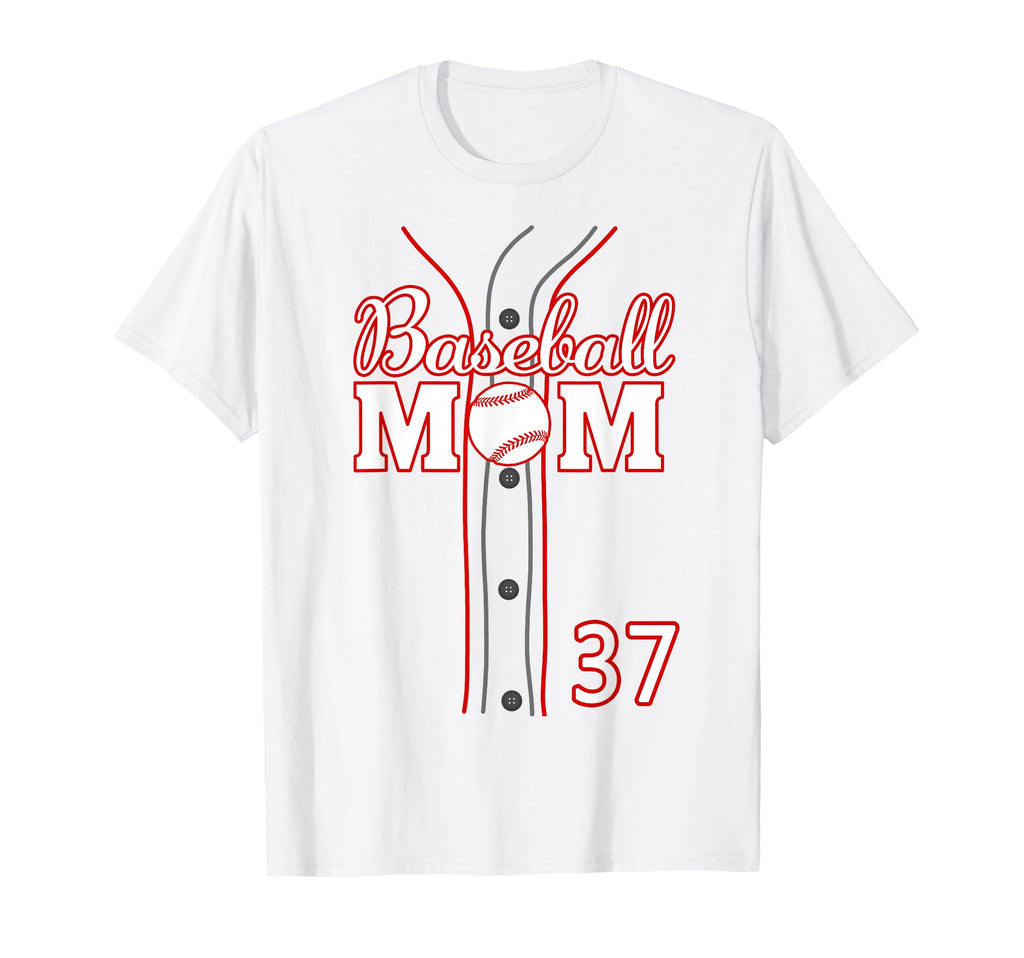 Baseball Mom 37 Number 37 Jersey Team T-Shirt - Trendy Graphic Men Women - T-Shirt, Sweatshirt, Hoodie