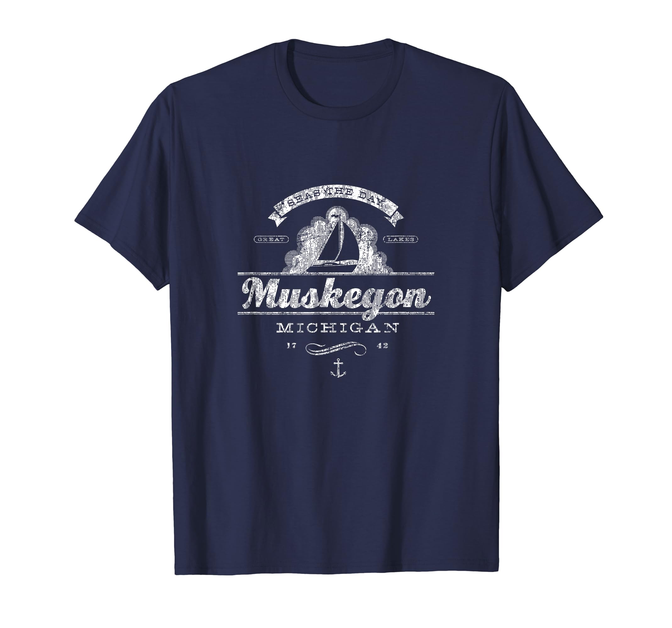 Muskegon Mi Sailboat Nautical T-Shirt - Custom Art Print Men Women - T-Shirt, Sweatshirt, Hoodie