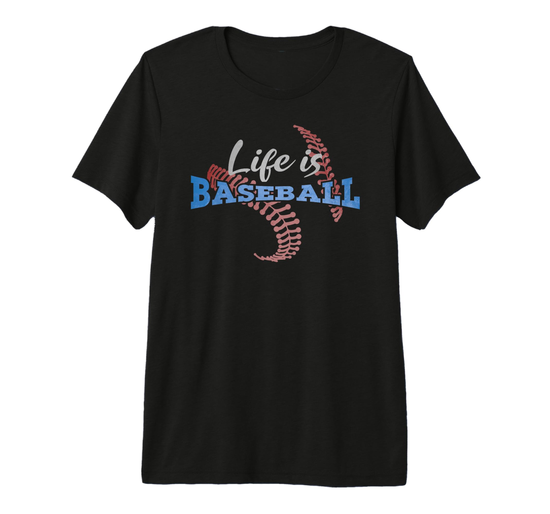 Life Is Baseball Player Red Stitches Tri T-Shirt - Custom Art Print Unisex - T-Shirt, Sweatshirt, Hoodie