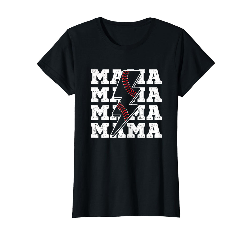 Baseball Mama Distressed Lightning T-Shirt - Minimalist Print Men Women - T-Shirt, Sweatshirt, Hoodie