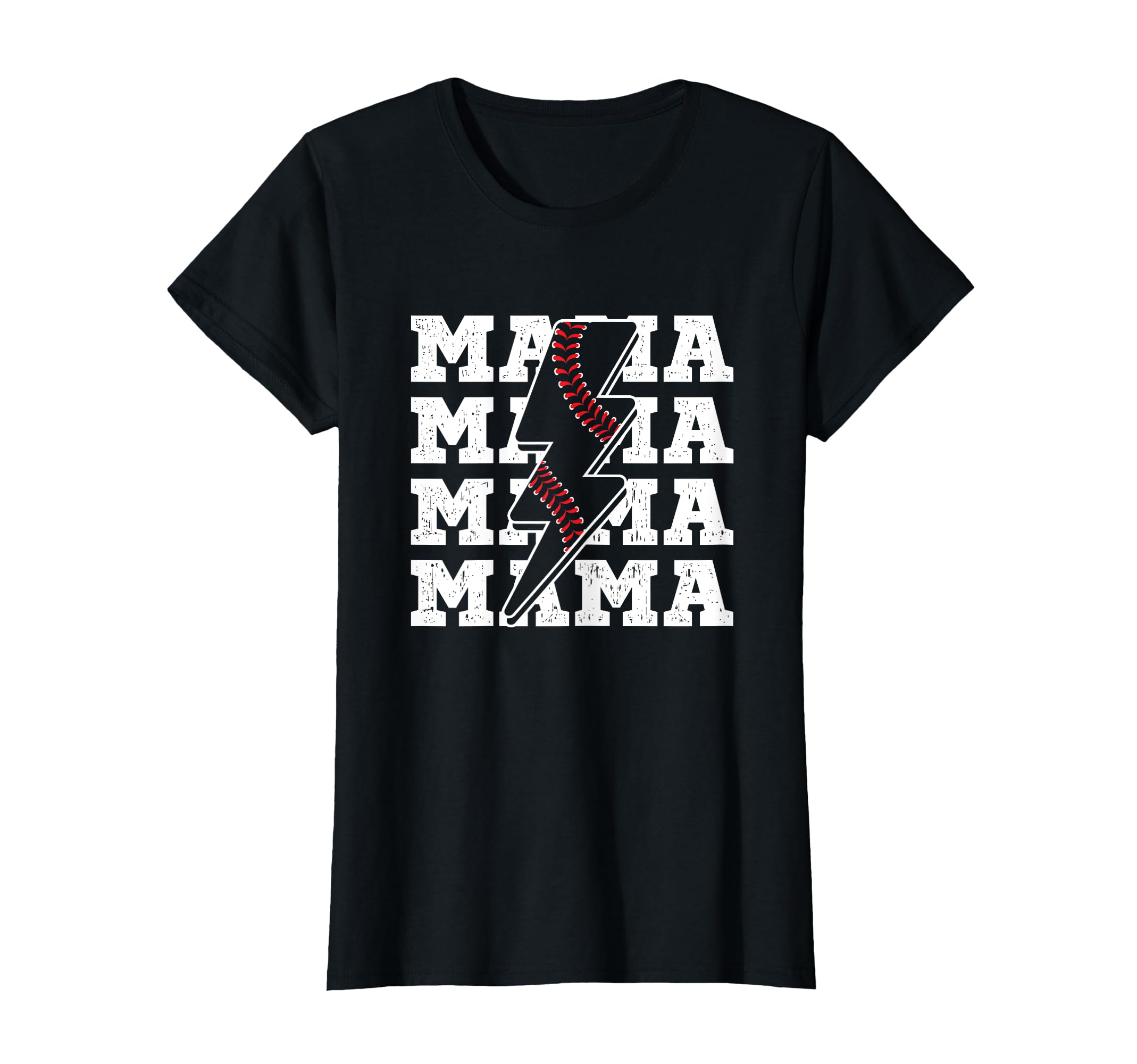 Baseball Mama Distressed Lightning T-Shirt - Minimalist Print Men Women - T-Shirt, Sweatshirt, Hoodie