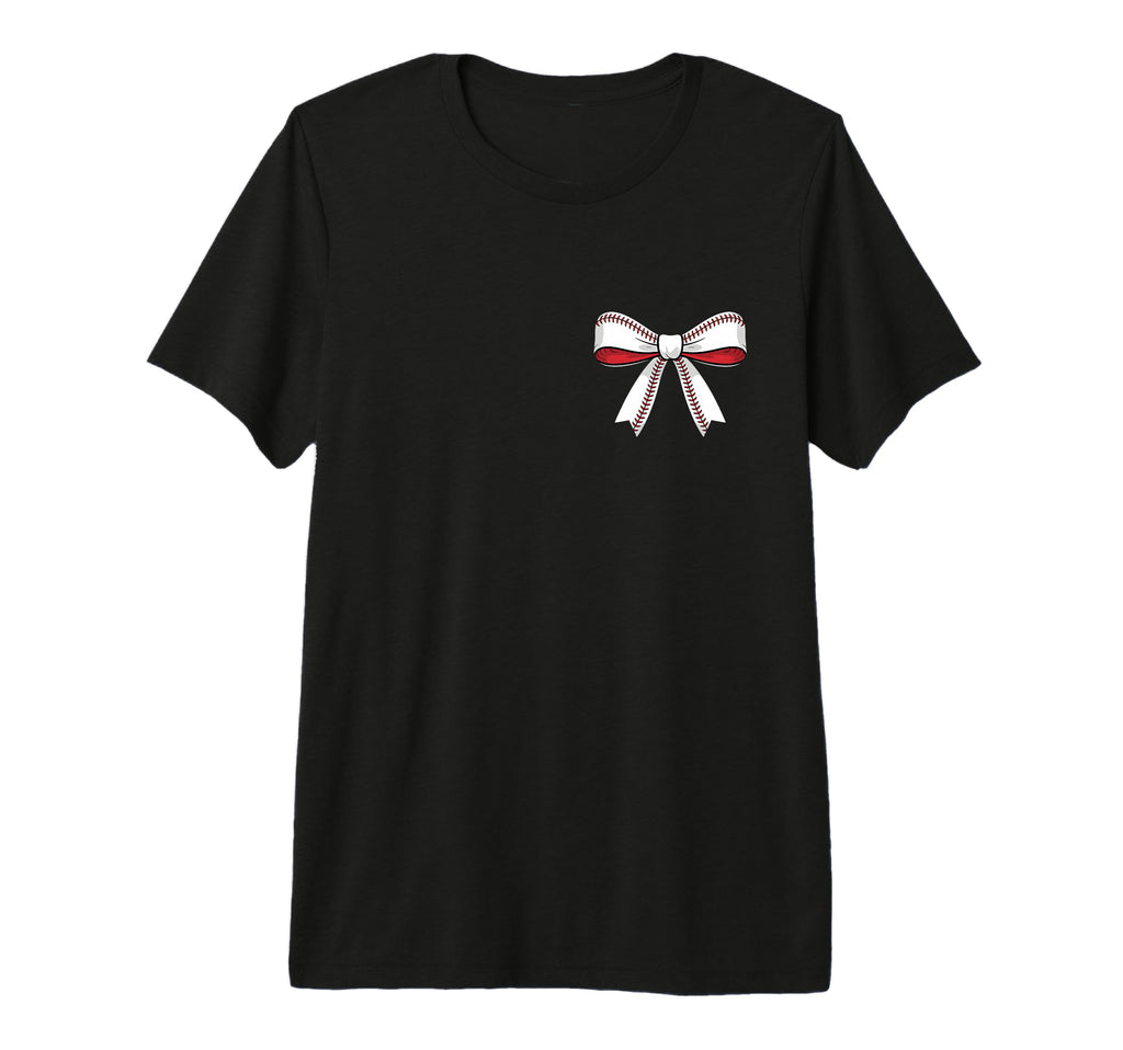 Baseball Bow Baseball Mom Mama Tri T-Shirt - Fun Novelty Design for Adults - T-Shirt, Sweatshirt, Hoodie
