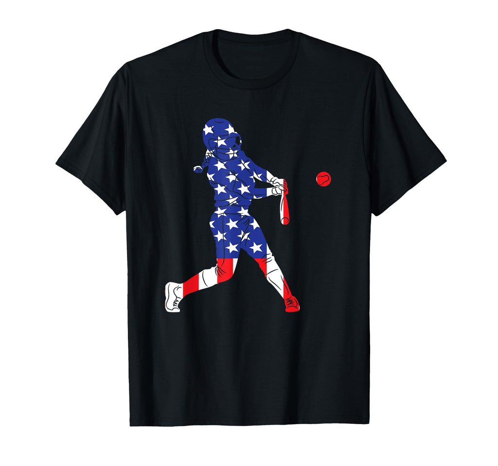 Softball Player Usa Flag American Inside T-Shirt - Unique Graphic Unisex - T-Shirt, Sweatshirt, Hoodie