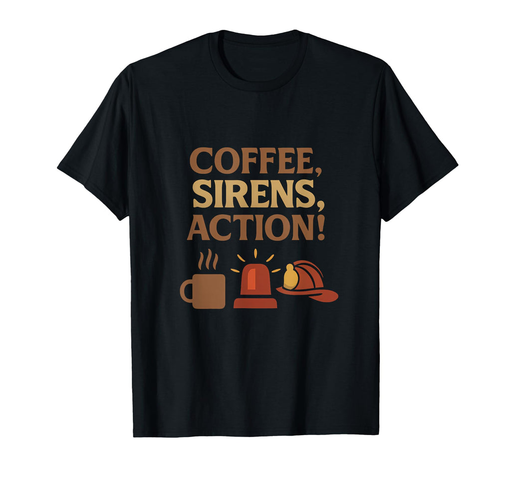 Coffee Sirens Action Firefighter Diner T-Shirt - Unique Graphic Unisex - T-Shirt, Sweatshirt, Hoodie