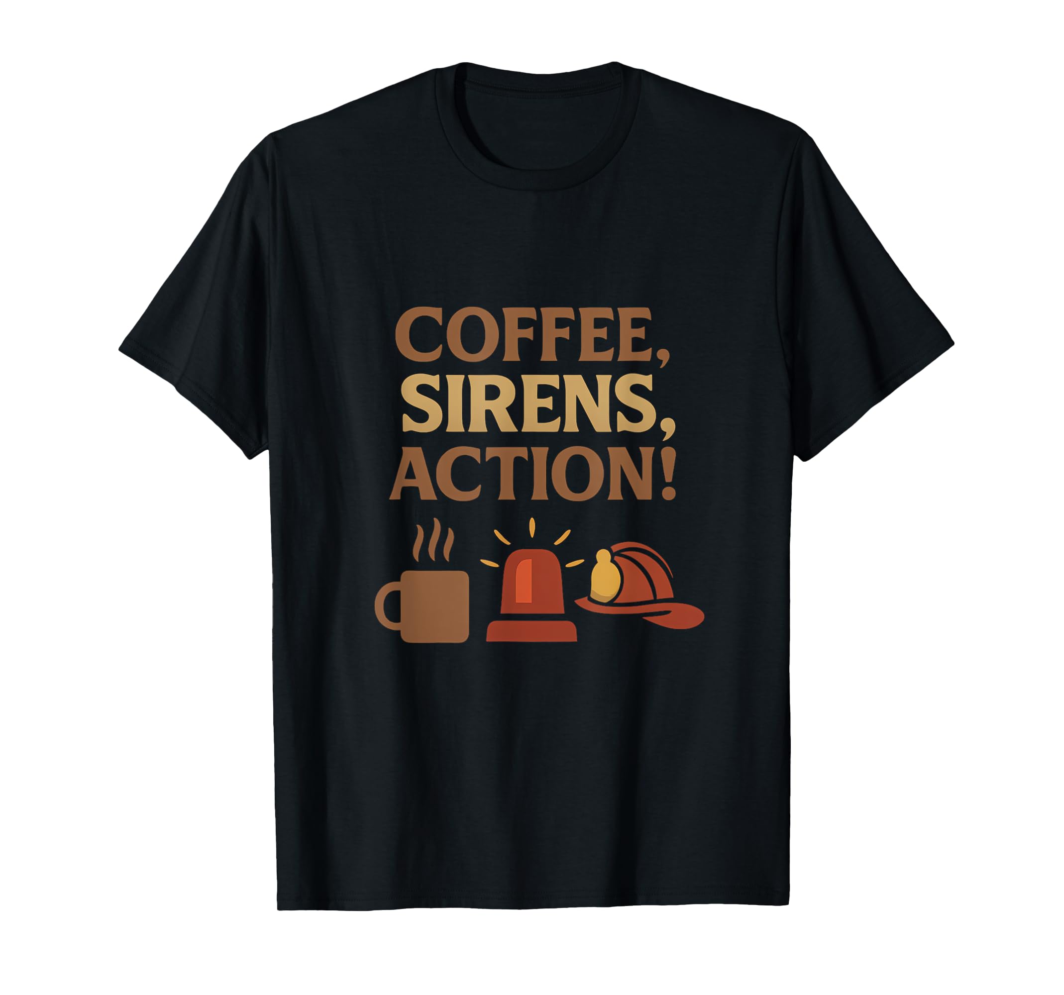 Coffee Sirens Action Firefighter Diner T-Shirt - Unique Graphic Unisex - T-Shirt, Sweatshirt, Hoodie