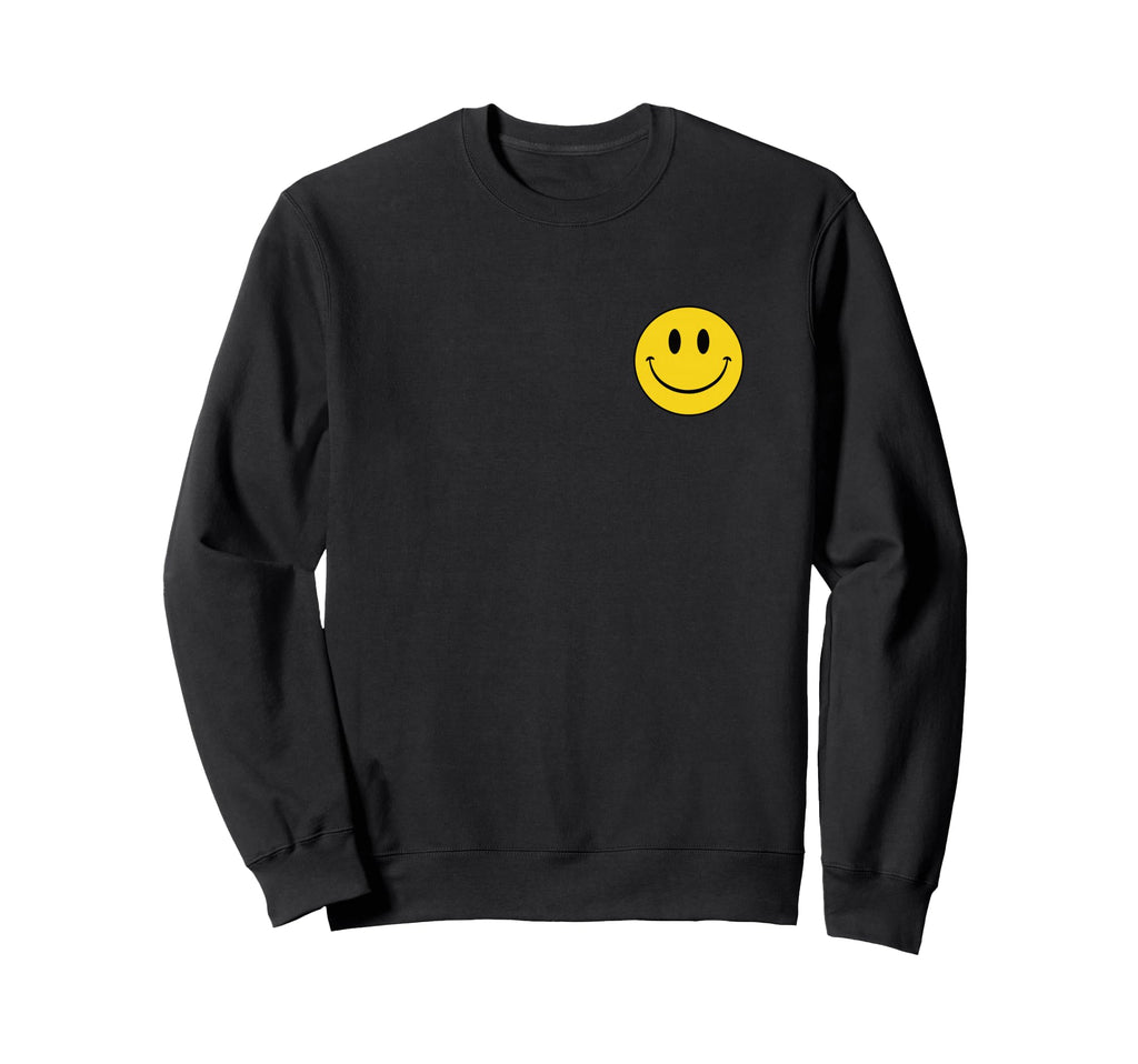 70S Yellow Smile Face Happy Peace Sweatshirt - Trendy Graphic Unisex - T-Shirt, Sweatshirt, Hoodie