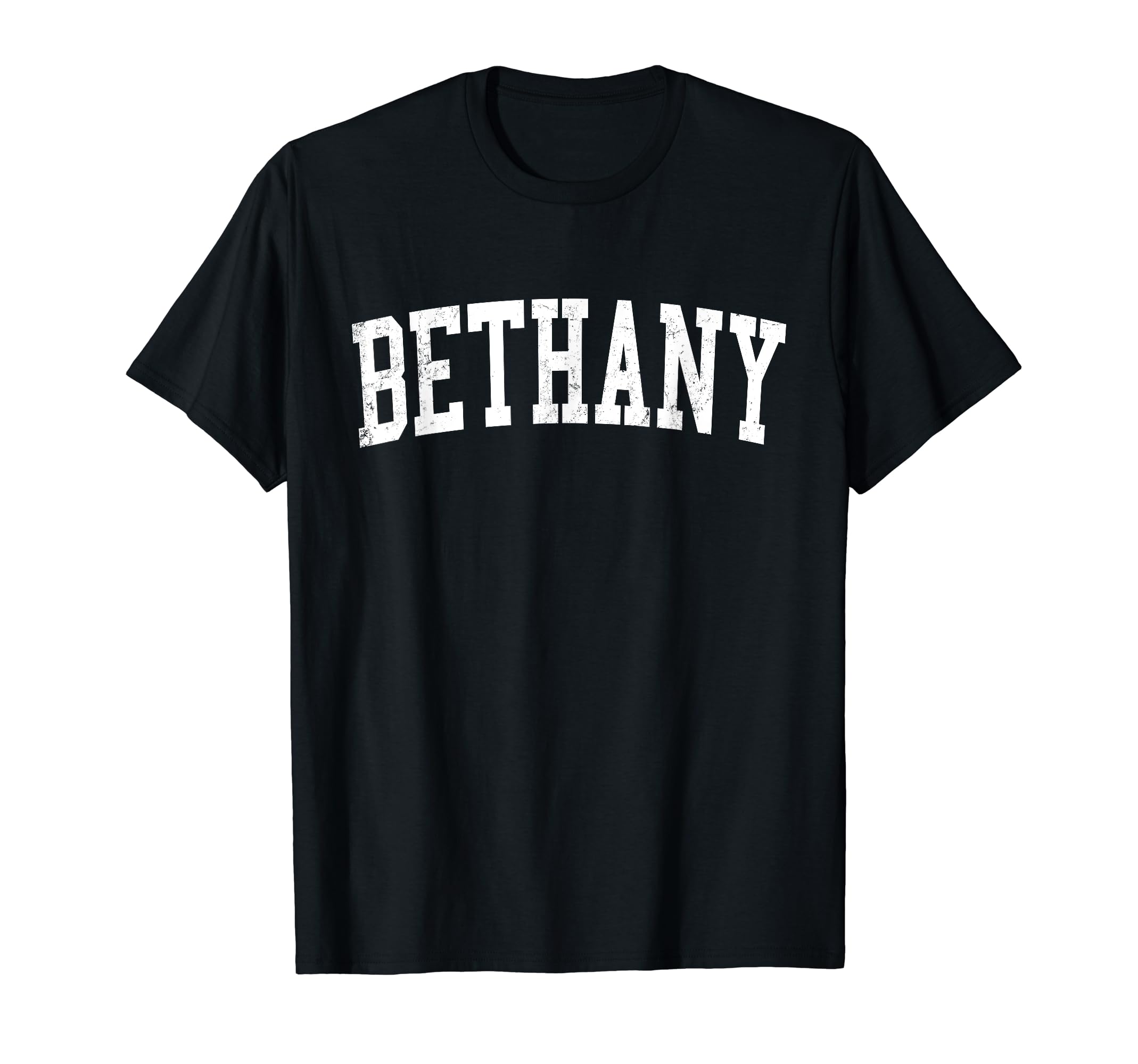 Bethany Or Distressed White Varsity T-Shirt - Trendy Graphic Men Women - T-Shirt, Sweatshirt, Hoodie