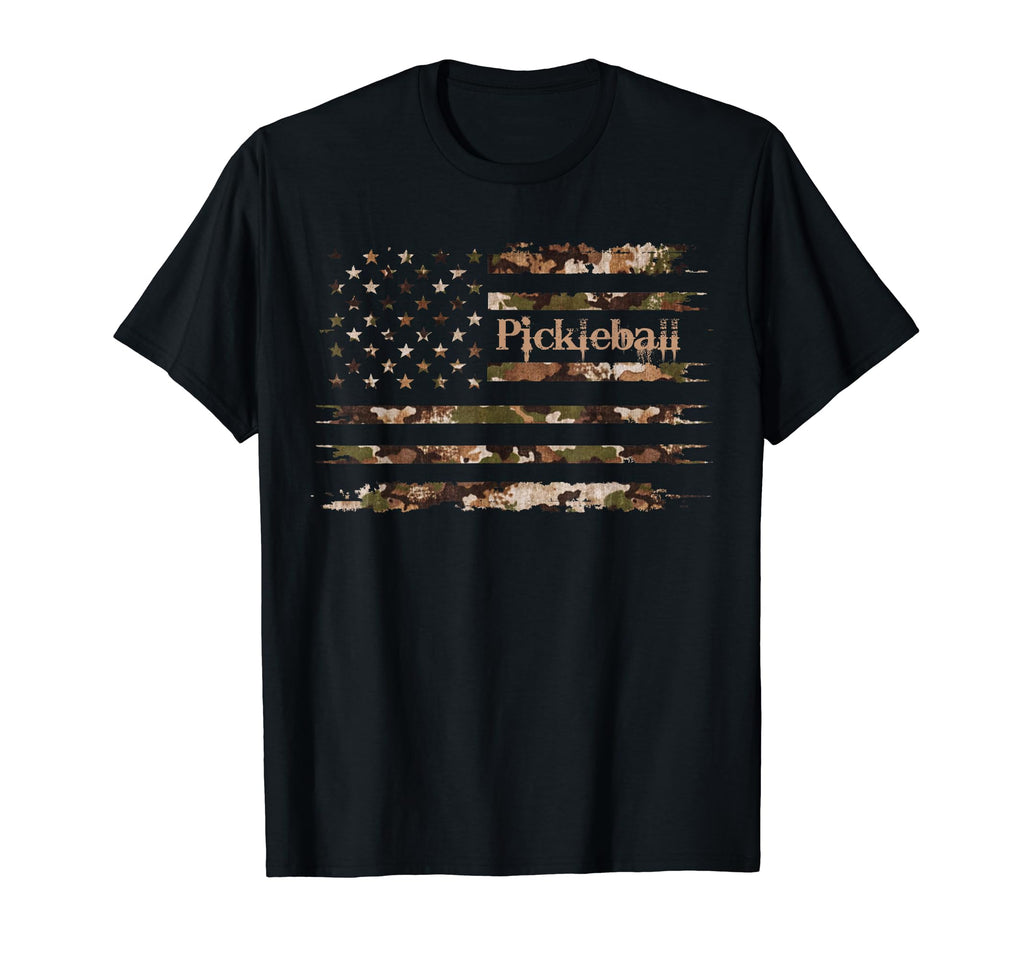Pickleball Desert Camo Distressed American T-Shirt - Graphic Print Unisex - T-Shirt, Sweatshirt, Hoodie