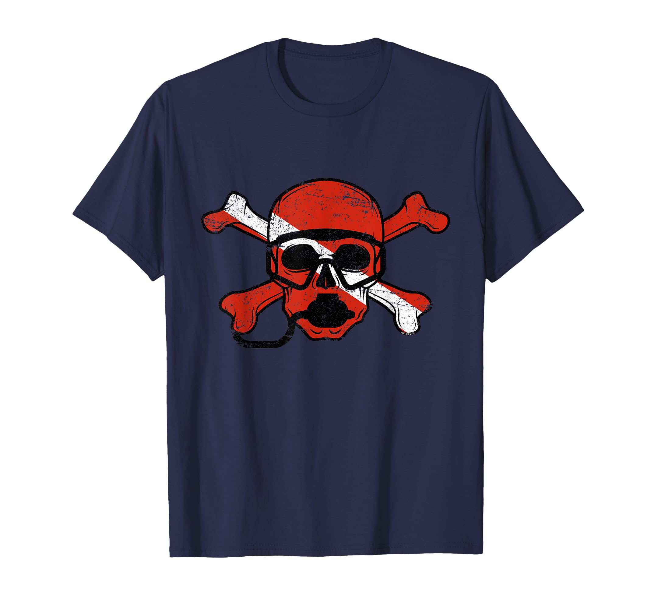 Distressed Pirate Scuba Diving Flag T-Shirt - Minimalist Print Unisex - T-Shirt, Sweatshirt, Hoodie