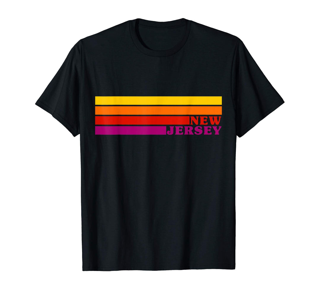 State New Jersey Colorful 70S Stripes T-Shirt - Casual Everyday Wear Unisex - T-Shirt, Sweatshirt, Hoodie