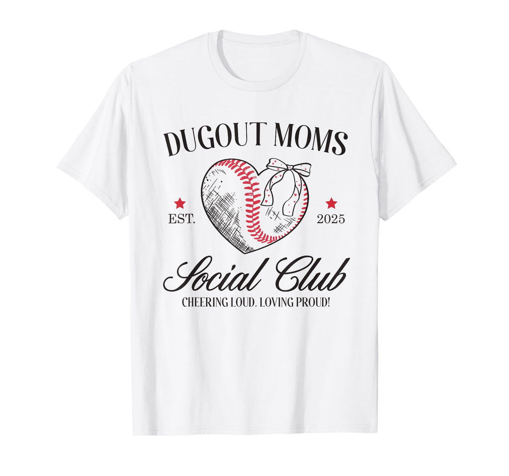 Dugout Moms Baseball Heart Social T-Shirt - Aesthetic Graphic for Adults - T-Shirt, Sweatshirt, Hoodie