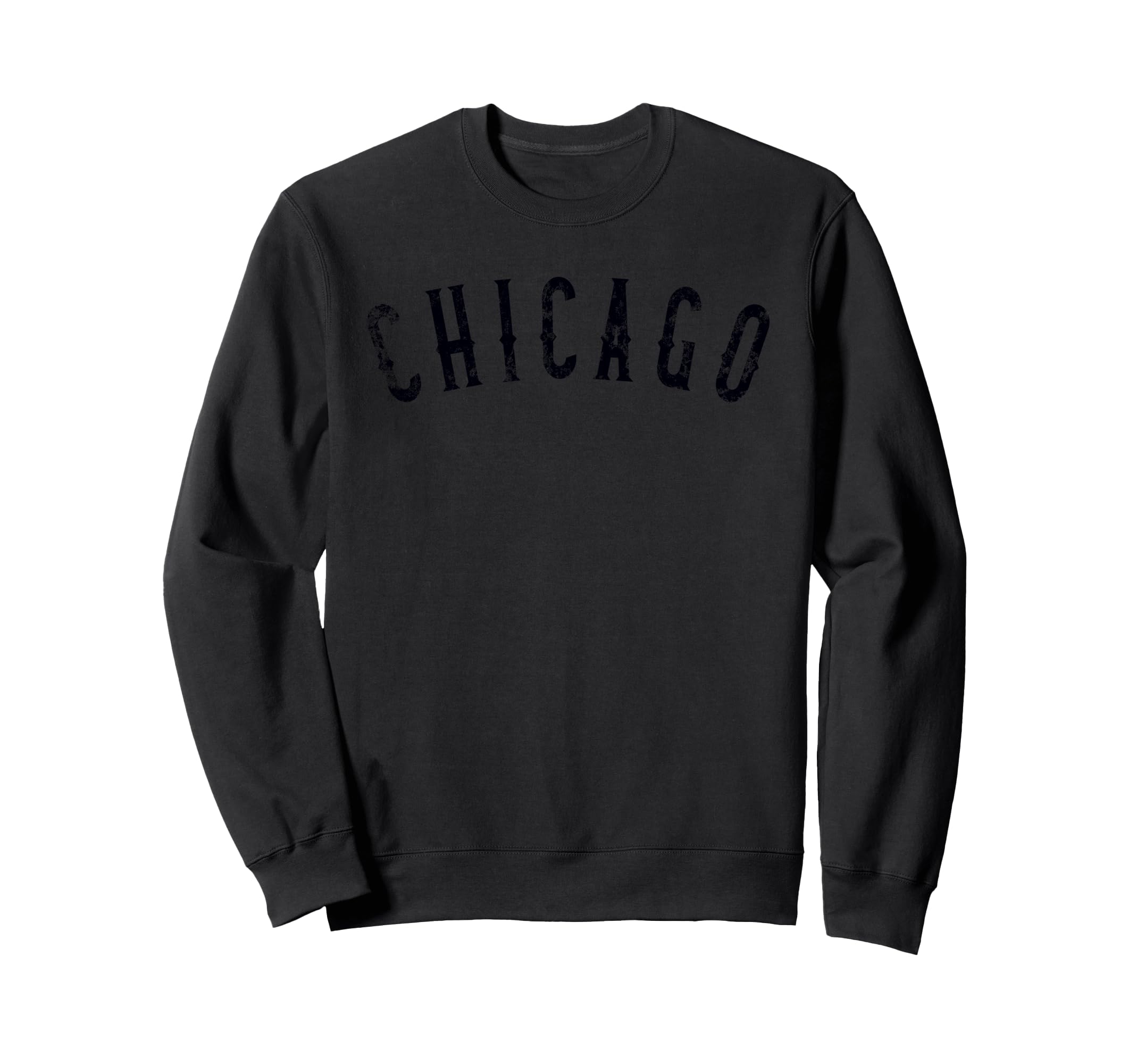 Chicago Distressed Black Script Sweatshirt - Novelty Apparel Men Women - T-Shirt, Sweatshirt, Hoodie