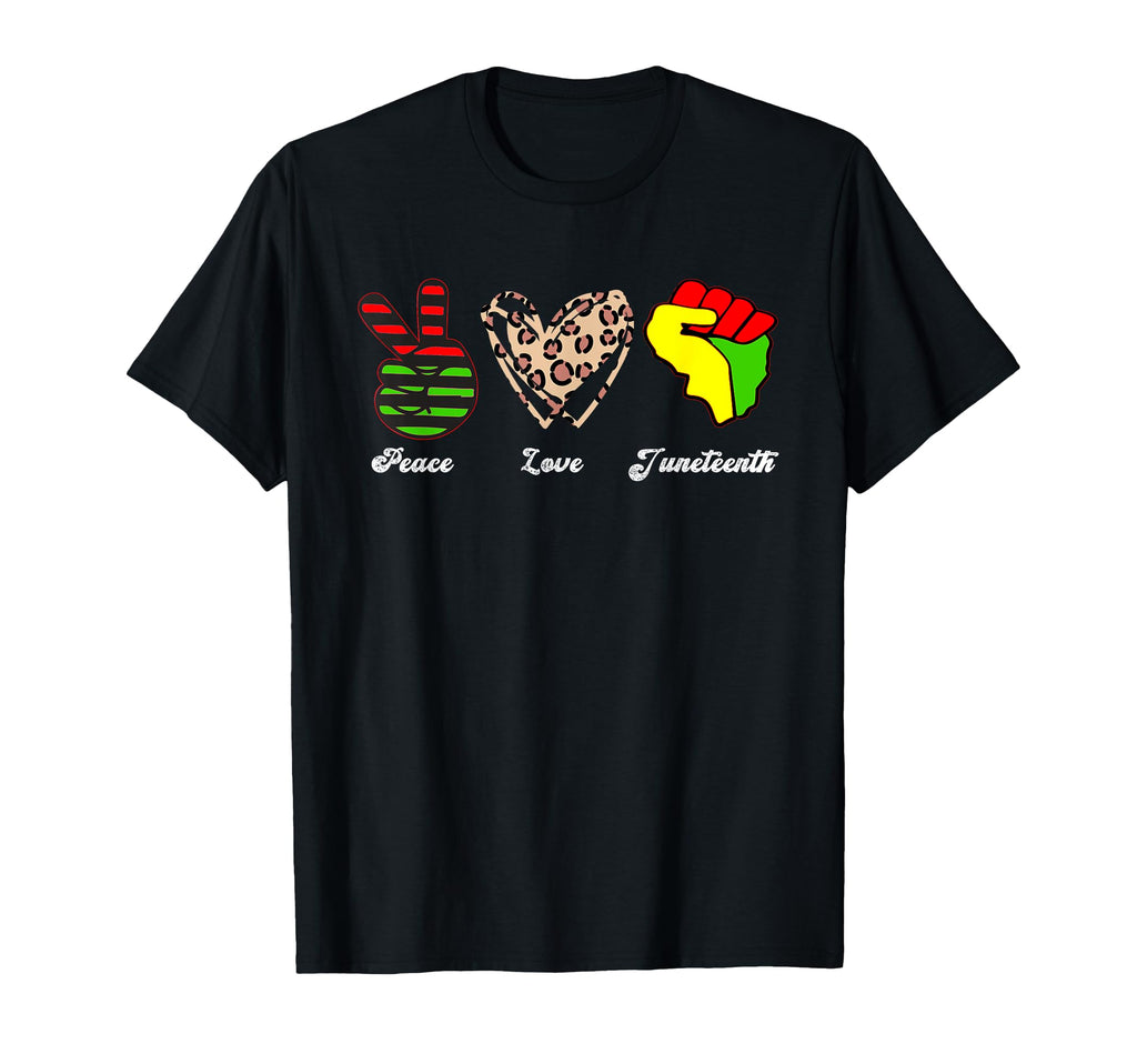 Peace Love Juneteenth Leopard Hoodie - Minimalist Print for Adults - T-Shirt, Sweatshirt, Hoodie