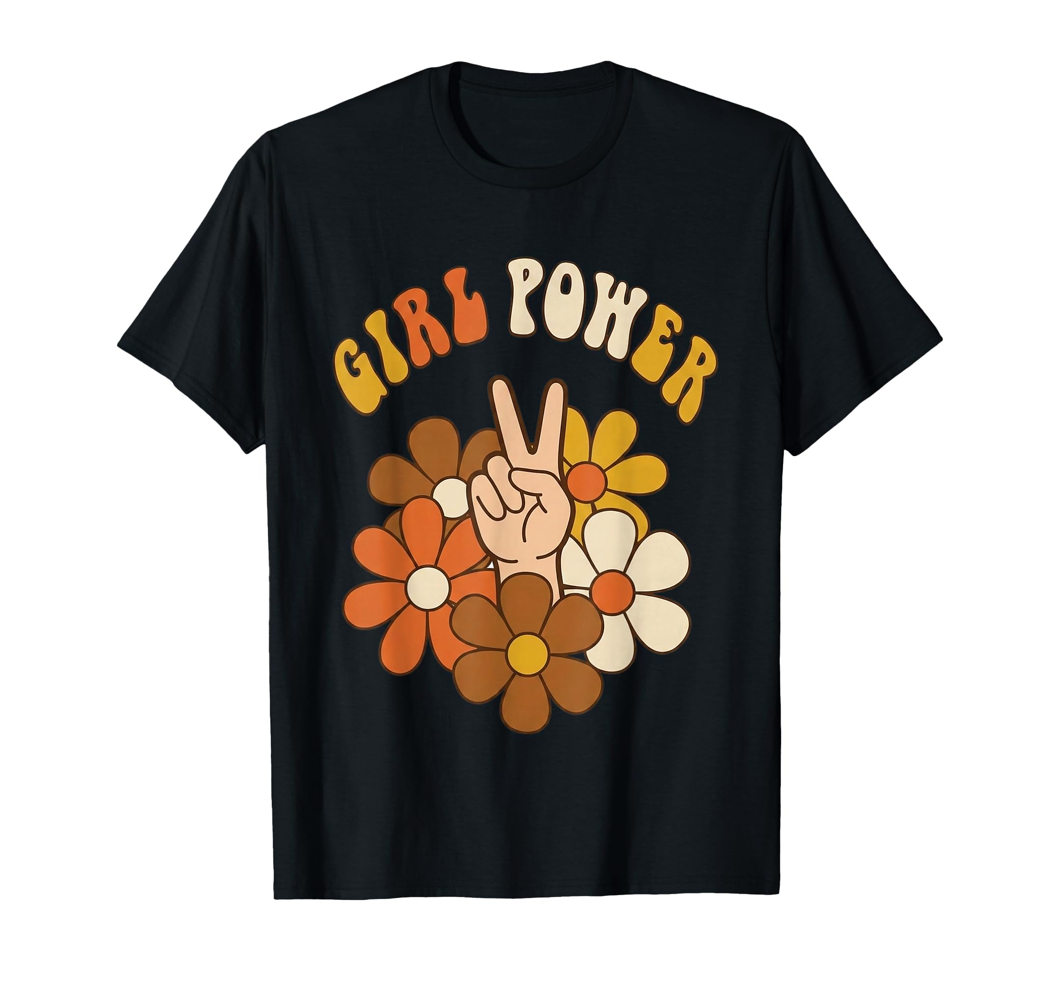 Power 70S Groovy Flower Peace Sign T-Shirt - Custom Art Print for Adults - T-Shirt, Sweatshirt, Hoodie