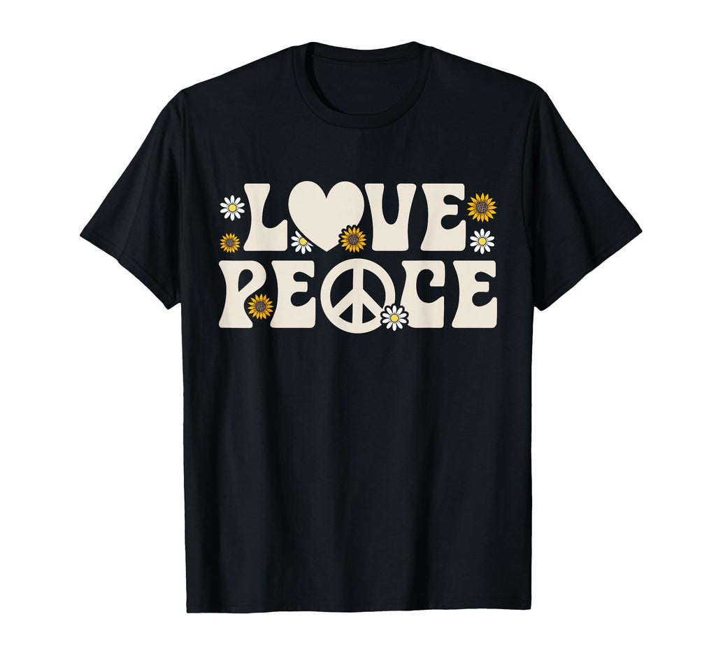 Hippie Love Peace 70S Daisy Sunflower T-Shirt - Minimalist Print Men Women - T-Shirt, Sweatshirt, Hoodie