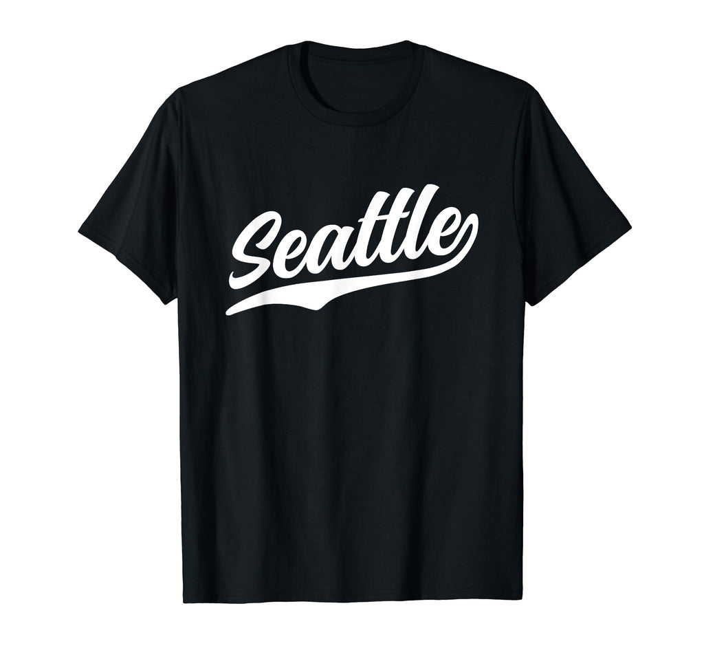 Seattle Illinois Script 1970S White T-Shirt - Novelty Apparel for Adults - T-Shirt, Sweatshirt, Hoodie