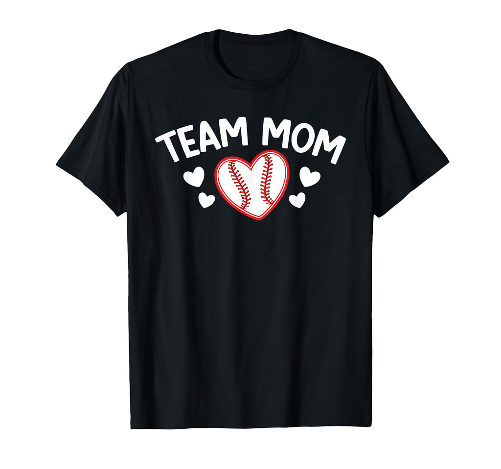 Team Mom Heart Baseball Team Mom T-Shirt - Minimalist Print for Adults - T-Shirt, Sweatshirt, Hoodie
