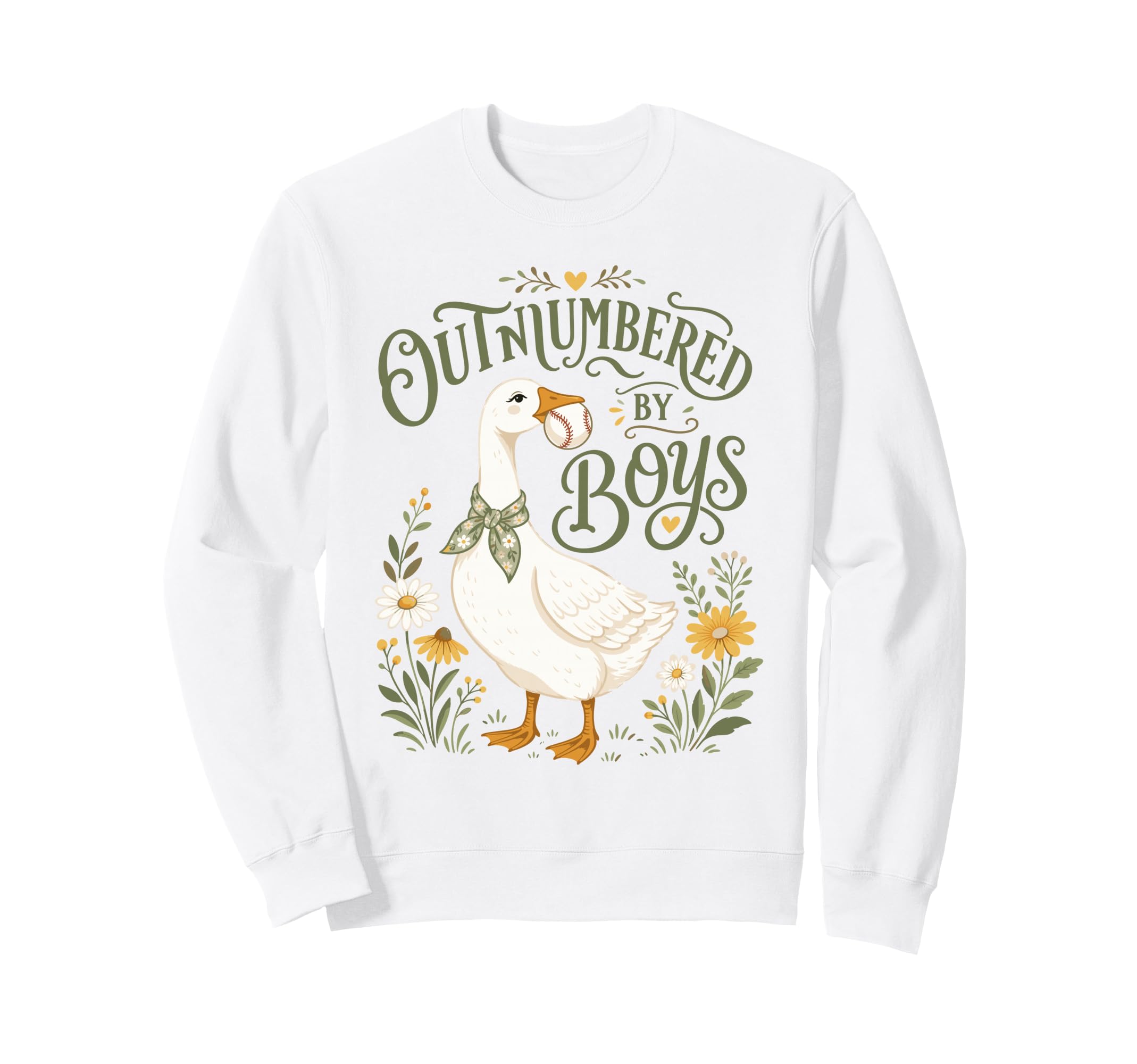 Outnumbered Baseball Mom Floral Sweatshirt - Minimalist Print for Adults - T-Shirt, Sweatshirt, Hoodie