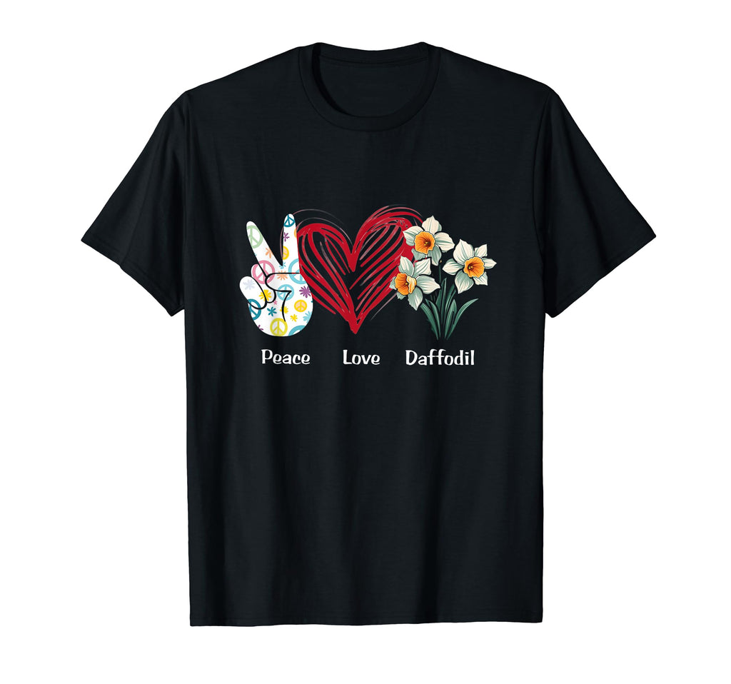 Peace Love Daffodil Flower Hippie T-Shirt - Fun Novelty Design Unisex - T-Shirt, Sweatshirt, Hoodie