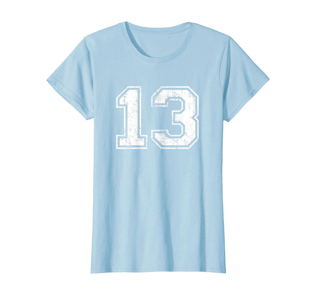 Number 13 Distressed Thirteen Sport T-Shirt - Novelty Apparel for Adults - T-Shirt, Sweatshirt, Hoodie