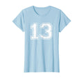 Number 13 Distressed Thirteen Sport T-Shirt - Novelty Apparel for Adults - T-Shirt, Sweatshirt, Hoodie