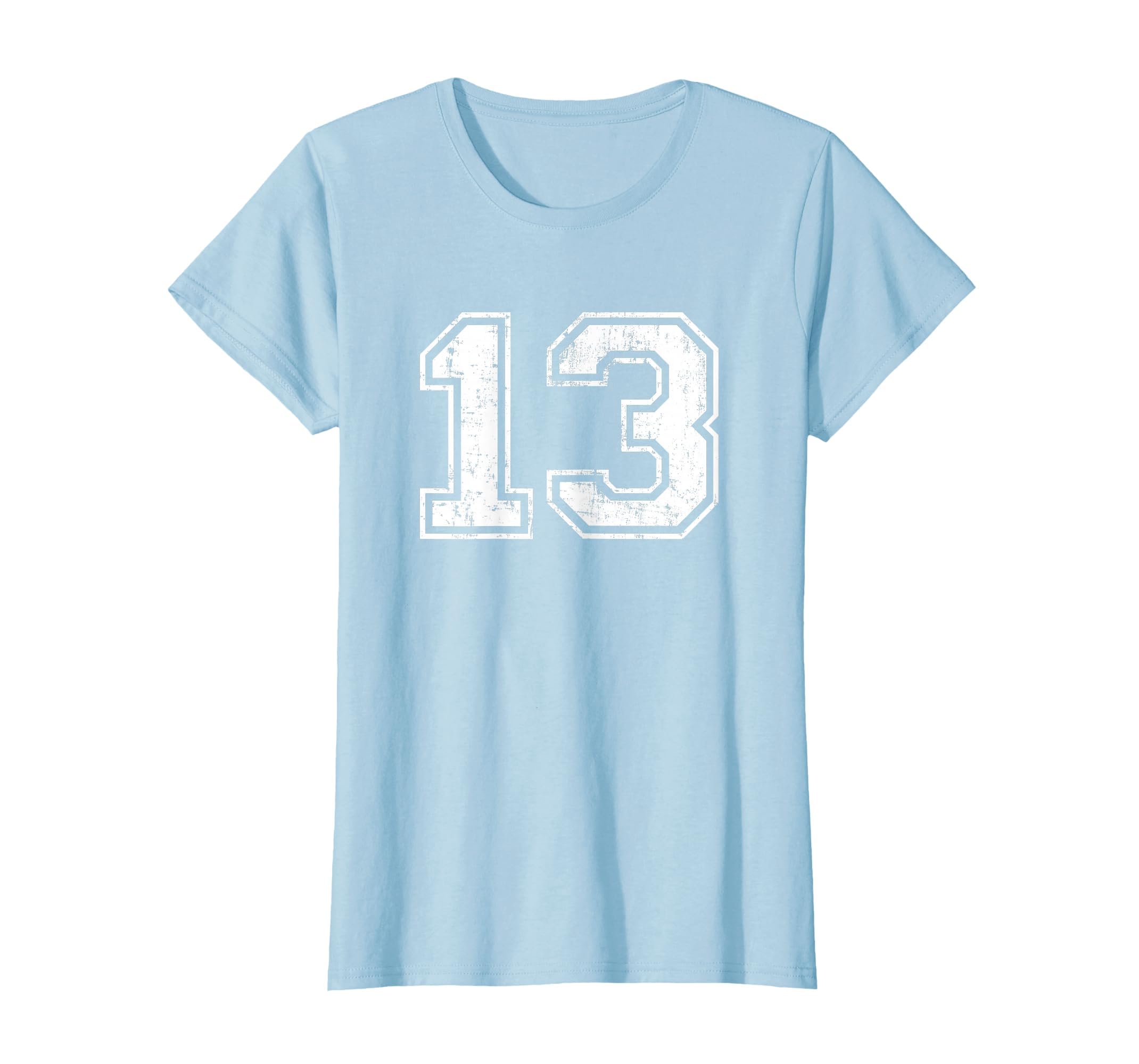 Number 13 Distressed Thirteen Sport T-Shirt - Novelty Apparel for Adults - T-Shirt, Sweatshirt, Hoodie