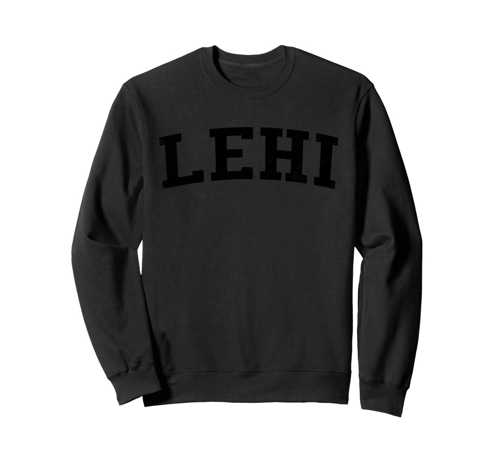Lehi Ut Distressed Black Varsity Sweatshirt - Minimalist Print Unisex - T-Shirt, Sweatshirt, Hoodie