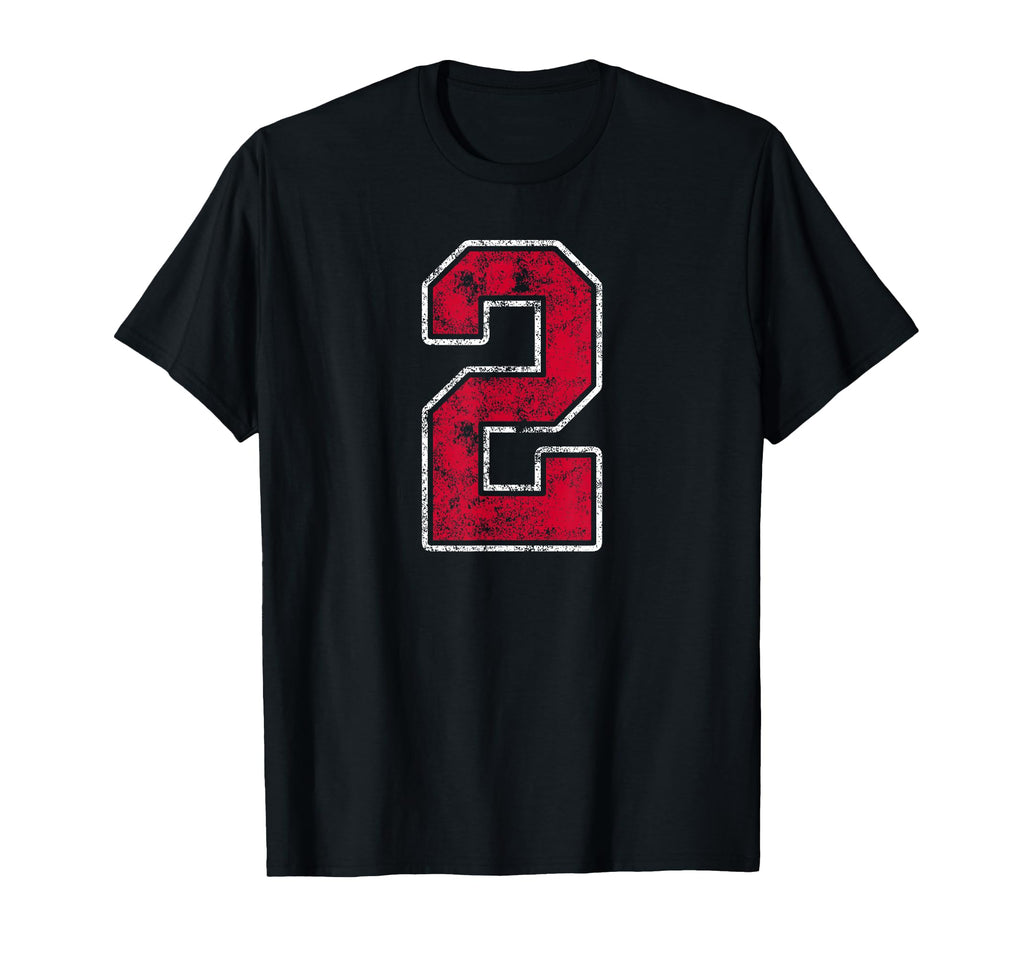 Grunge Red White Number 2 Jersey T-Shirt - Minimalist Print for Adults - T-Shirt, Sweatshirt, Hoodie