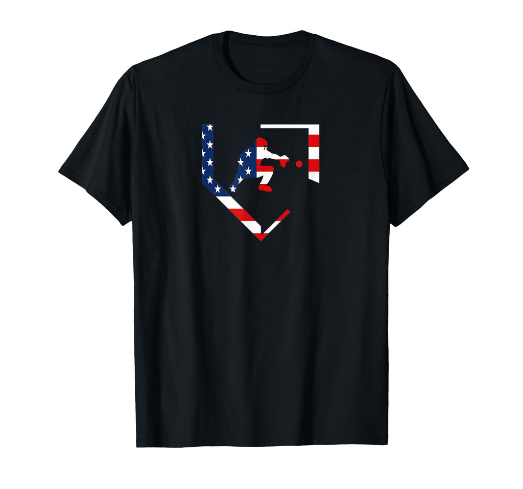 American Flag Baseball Catcher Gear T-Shirt - Streetwear Style for Adults - T-Shirt, Sweatshirt, Hoodie