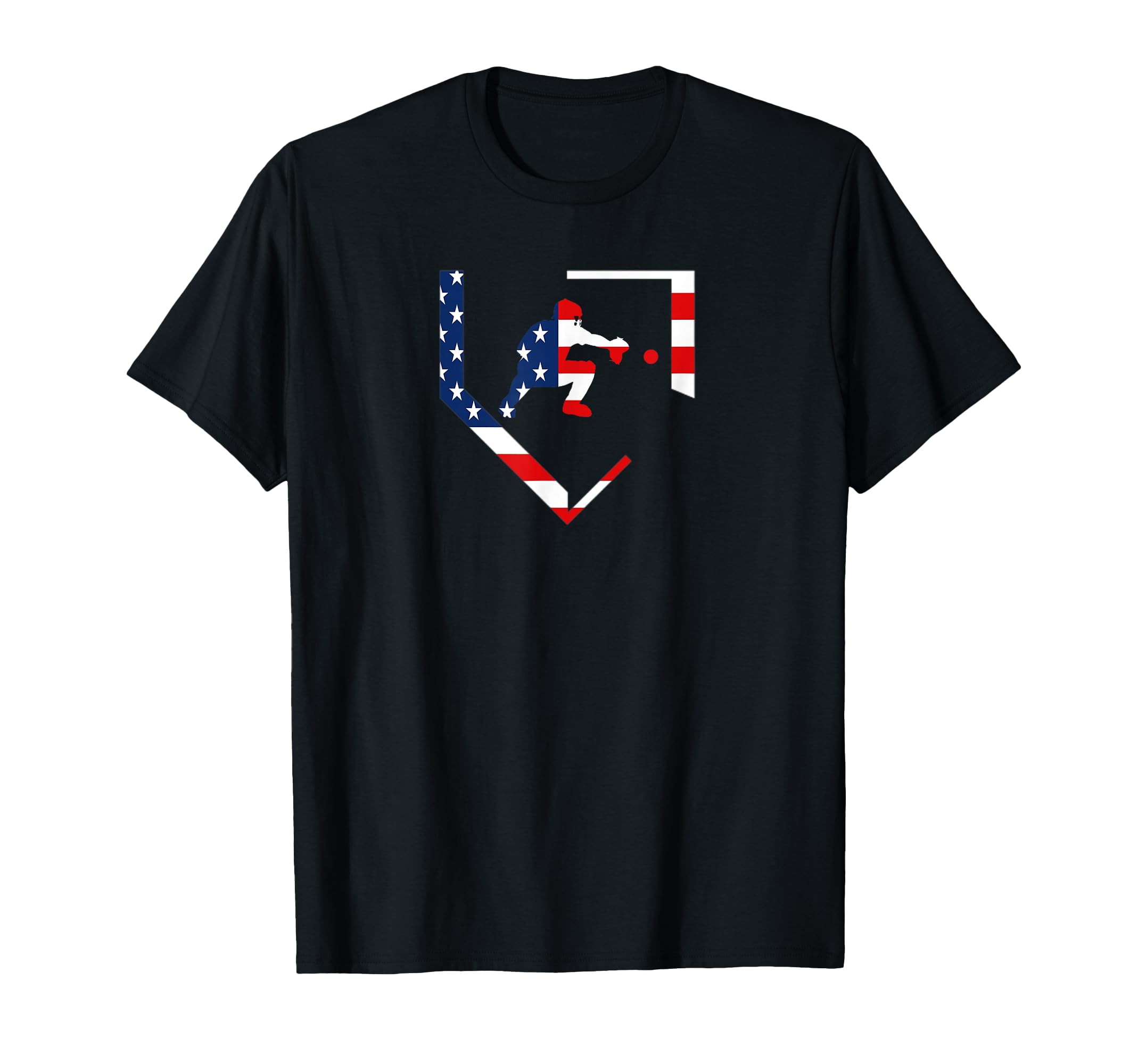 American Flag Baseball Catcher Gear T-Shirt - Streetwear Style for Adults - T-Shirt, Sweatshirt, Hoodie
