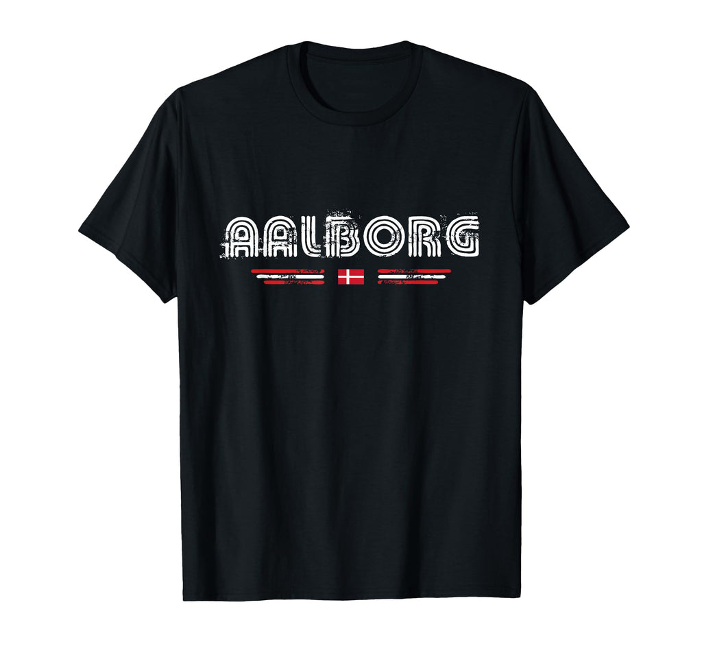 Aalborg Denmark 70S 80S Type Flag T-Shirt - Unique Graphic for Adults - T-Shirt, Sweatshirt, Hoodie